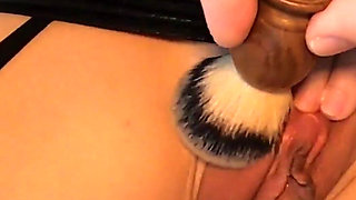 Teasing Venus's MILF Clit with a Shaving Bush, and Inserting a Buttplug in Her Virgin Asshole