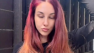 Smoking Outdoor Along Hair Fetish and Boobs Flash