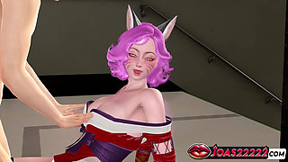 KDA Ahri from League of Legends Rule34 Animation - POV Sensual Big Tits Massage, Close-Up Tight Ass Licking Views