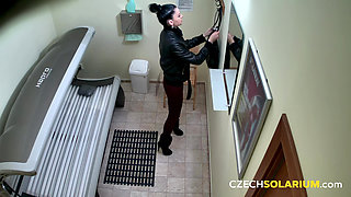 Czech Solarium 126: Horny Babe Masturbates in the Solarium and Puts on a Show