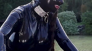 Rubber Doll Cock Teasing Rubber Bound Sub Outdoors