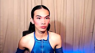 Shemale tranny enjoying solo masturbation