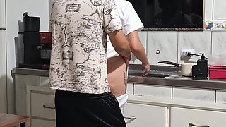 The Maid Got Fucked in the Ass in the Kitchen While Washing the Dishes
