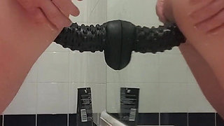 Huge 12inch black dildo ride