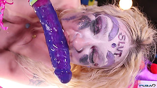 Clown Stripper Playing with Her Pussy
