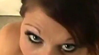 Cute White Girl with Short Hair Sucks a Big Black Cock in POV