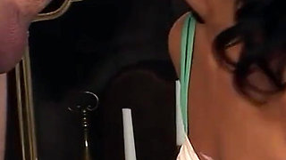Cute skinny teen Kicsi gives stepbrother footjob and gets fucked hard