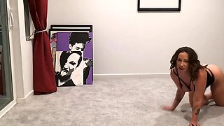 Perfect oiled MILF penetrates her anal hole with a big dildo