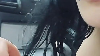 Blowjob in a Car Nerdy Girl Cum in Mouth Rainy Day