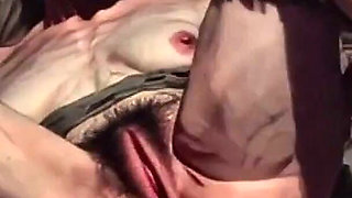 Very Ugly Old Granny in Rope Bondage - Shaking with Pleasure and Orgasm