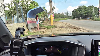 Risky Handjob When Driving I Called Beautiful Redhead to See My Cock Until I Cum!