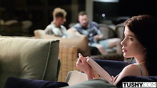 Blowjob video with natural Sophie Weber and Weber from Tushy