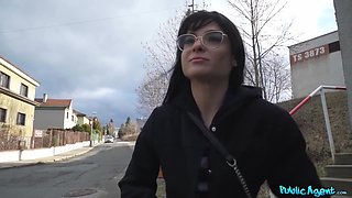 Big-breasted Brunette With Glasses Fucks For Some Cash