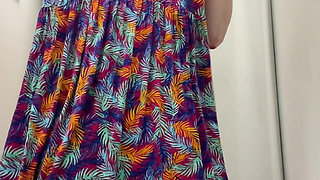 Striptease in a Shop as I Get Naked to Try on Dresses and a Bikini Top