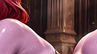 Busty Purple Sugar Mommy in Corset and Stockings Rides Hard in Candlelit Mansion - Masked Redhead Gets What She Wants