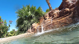 Hot Lesbian Interracial Fun in the Pool