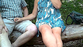 Handjob outdoors in the park in hot weather