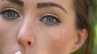 Close up Outdoor Smoking - Petite Brunette