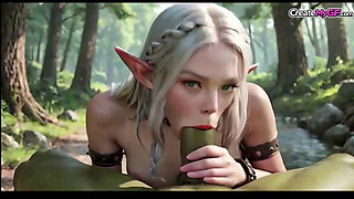 Super sexy elf girl sucking Dark Forest Monster Cock - 3D Animation