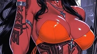 Hot Red Demon Woman Sexy Pose (ai Animation)