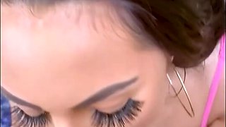 Pounding on that big cock all around the house and taking it in her throat