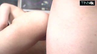 Skinny Brunette Schoolgirl Begs Teacher For Big Cock Blowjob and Creampie