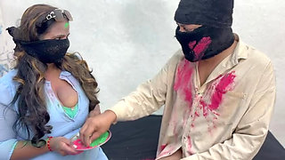 stepSister and stepbrother he celebrate holi