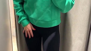 Try on Leggings and Pants, Boobs Tease, Pussy Flashing