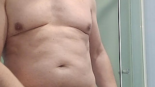 I spit the foam of the toothpaste on my erect cock