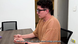 Secretary Fucks Her Boss's Stepson on the Office Desk, Nerd Boy Has a Big Cock! Daniela Andrea and Pipe Boy