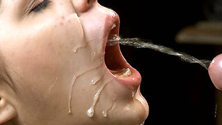 Sweet Girl Sucks Giant Cock and Swallows Cum and Piss