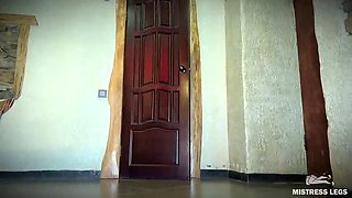 Mistress Legs Dominates Witch's Big Ass in Castle with Nylon Feet