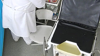 Recording of rectal temperature measurement of naked female