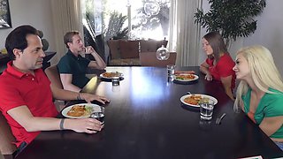 Ryan Mclane's massive cock dominates Elsa Jean and Liza Rowe in an amateur X-rated escapade