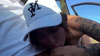 Babe Insists Andrew Oster Pulls Car Over for Roadside Blowjob