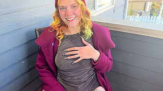 Hairy Pussy Smoking on Front Porch