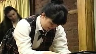 Teen in Schoolgirl Uniform Spanking Older Man