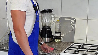 German BBW Maure Wife with Biggest Natural Tits Seduce Small Worker to Fuck