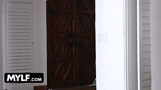 Trampy step-mom catches her bratty redheaded step-daughter smoking a boy off and joins on the act