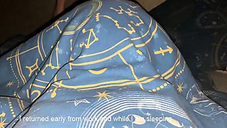 Stepally's daughter sneaked under blanket and gave oral