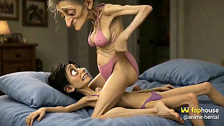 Old Woman Rubs Her Pussy on a Young Woman