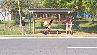Sex In The Middle Of People Outdoors At The Bus Stop Lots Of Madness