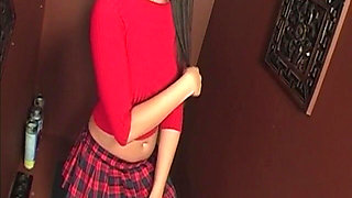 Brunette MILF Spreads Pussy and Sucks Gloryhole Cock