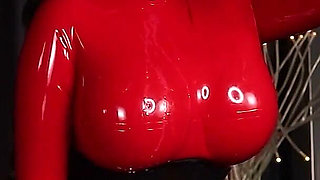 Cristal Kinky Red Rubber Doll Milkingtable Blowjob and Handjob
