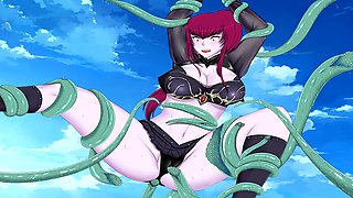 A monster with multiple cocks has a wild time with a gorgeous lady's pussy, ass, and mouth