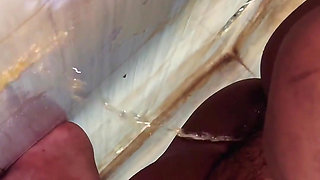 Single BBW Hot Girl After Sex She Is Pee in Public Toilet - Hairy Big Pussy