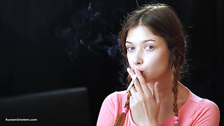 Sexy Russian Temptress Smoking Cigarette Coastal Breeze