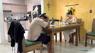 I fuck my wife's daughter in front of her and she joins the sex!