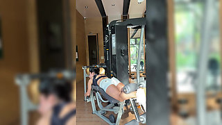 Gym Workout in Sexy Top and Tight Shorts