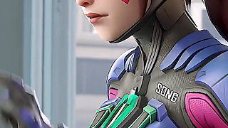 D.va Security BBC Punishment for Mischief - Double Facial Cumshot Overwatch 3D